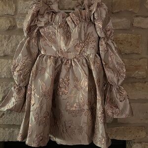 NWT ASOS LUXE jacquard ruffle sleeve mini skater dress